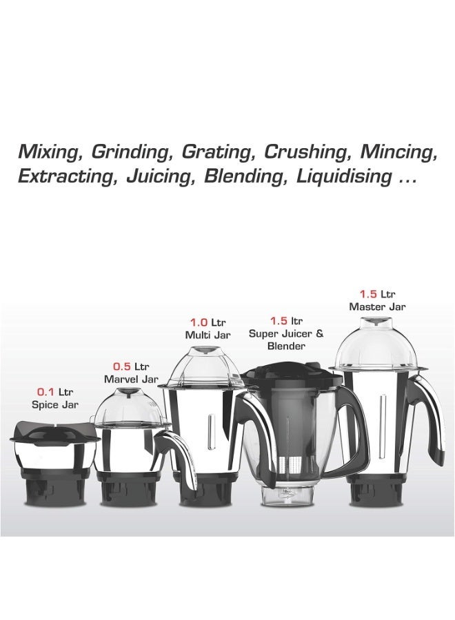 فيديم Vidiem ABS Mixer Grinder 518 A Vstar Premium 750Watt(Black) With 4 Leakproof Jars&1 Juicer Mixer Grinder|Self-Lock For Wet&Dry Spices,Chutneys&Curries|5 Years Warranty(750) - Image 2